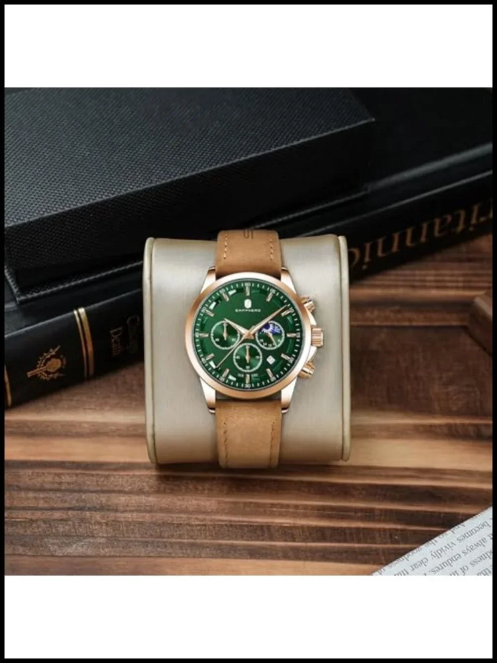 Men's Analog Quartz Chronograph Waterproof Wrist Watch with Calendar